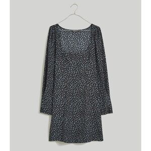 Madewell Seamed Long-Sleeve Mini Dress Size 00 Ditsy Floral Square‎ Neck Black